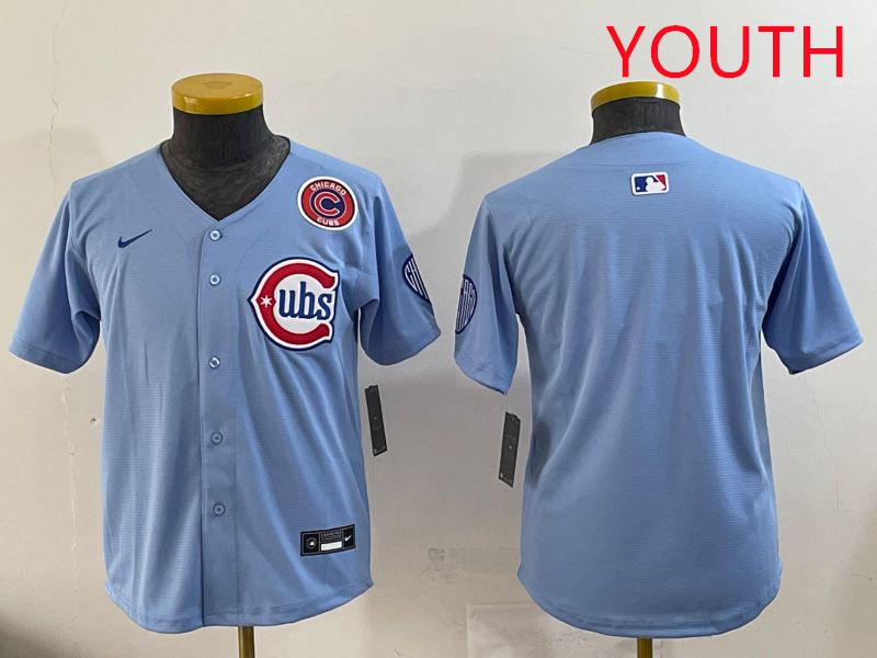 Youth Chicago Cubs Blank Light Blue Throwback 2025 Nike MLB Jersey style 3->youth mlb jersey->Youth Jersey